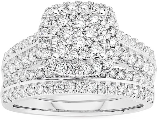 18ct White Gold Diamond Cushion Shape Bridal Set