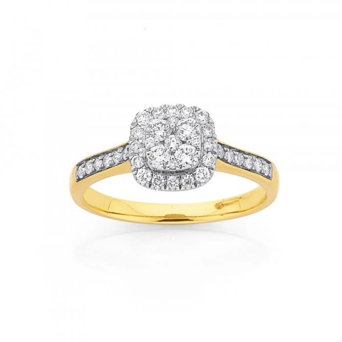 9ct Diamond Cushion Shape Ring