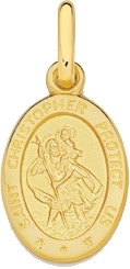 9ct Gold 12mm Oval Saint Christopher Medallion Pendant