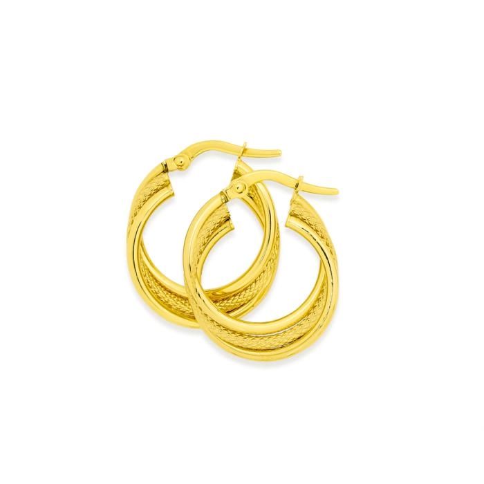 9ct Gold 15mm Hoop Earrings