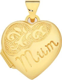 9ct Gold 15mm 'Mum' Heart Locket