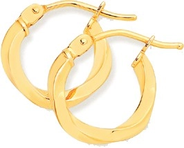 9ct Gold 1.5x8mm Twist Hoop Earrings