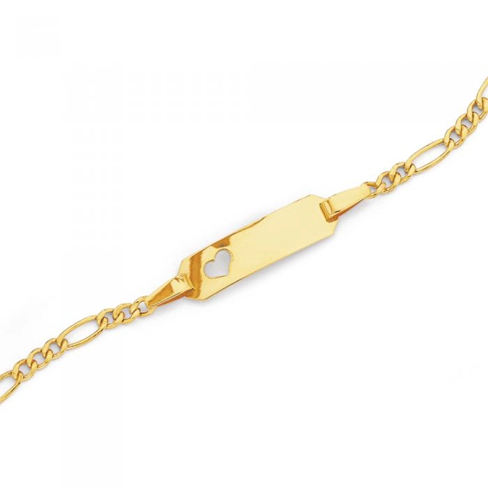 9ct Gold 16cm Childrens Heart Identity Bracelet