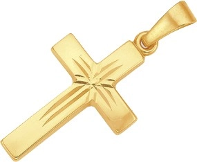 9ct Gold 18mm Diamond-Cut Cross Pendant