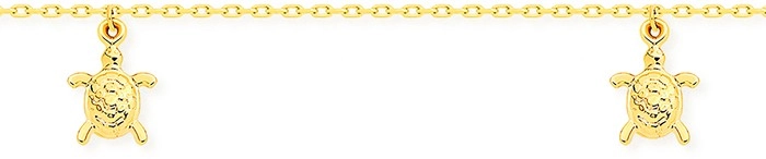 9ct Gold 19cm Multi Turtles Trace Bracelet