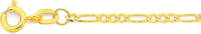 9ct Gold 19cm Solid Diamond-Cut Figaro 3+1 Bracelet