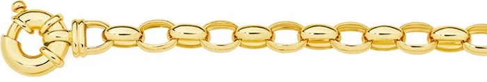 9ct Gold 19cm Solid Oval Belcher Bolt Ring Bracelet