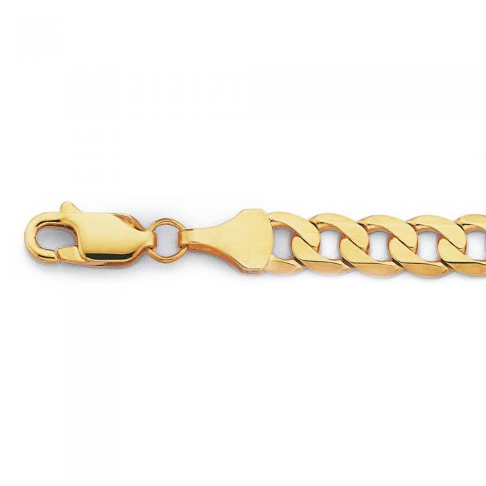 9ct Gold 21cm Solid Curb Men's Bracelet