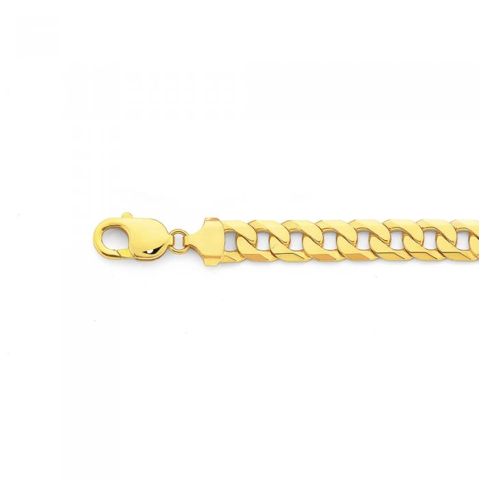 9ct Gold 22cm Solid Curb Men's Bracelet