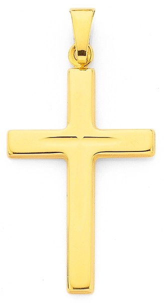 9ct Gold 24mm Diamond-Cut Cross Pendant