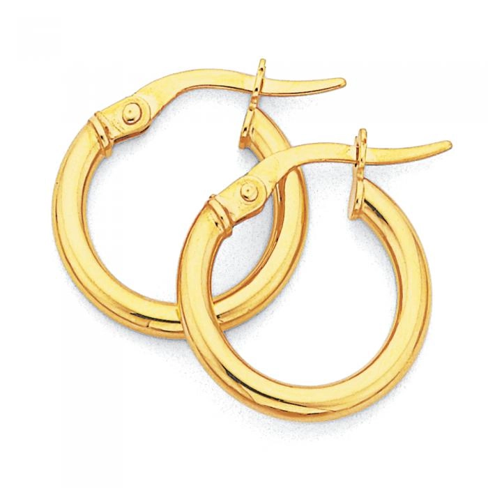 9ct Gold 2x10mm Polished Hoop Earrings