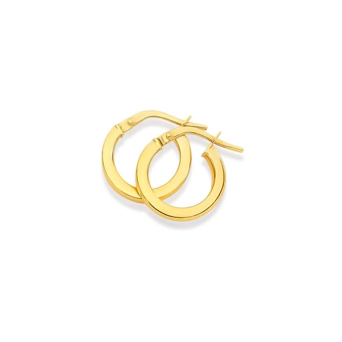 9ct Gold 2x10mm Square Tube Hoop Earrings