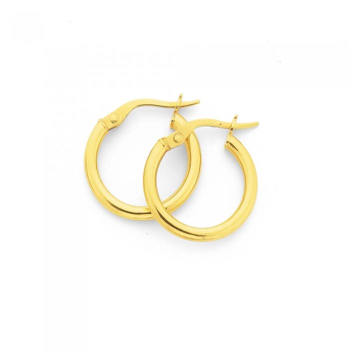 9ct Gold 2x12mm Polished Hoop Earrings