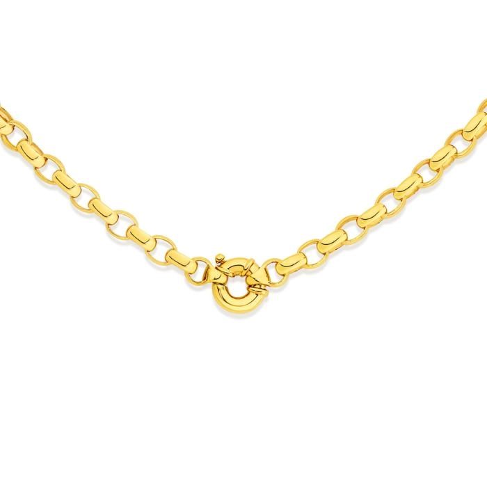 9ct Gold 50cm Solid Oval Belcher Necklet with Bolt Ring