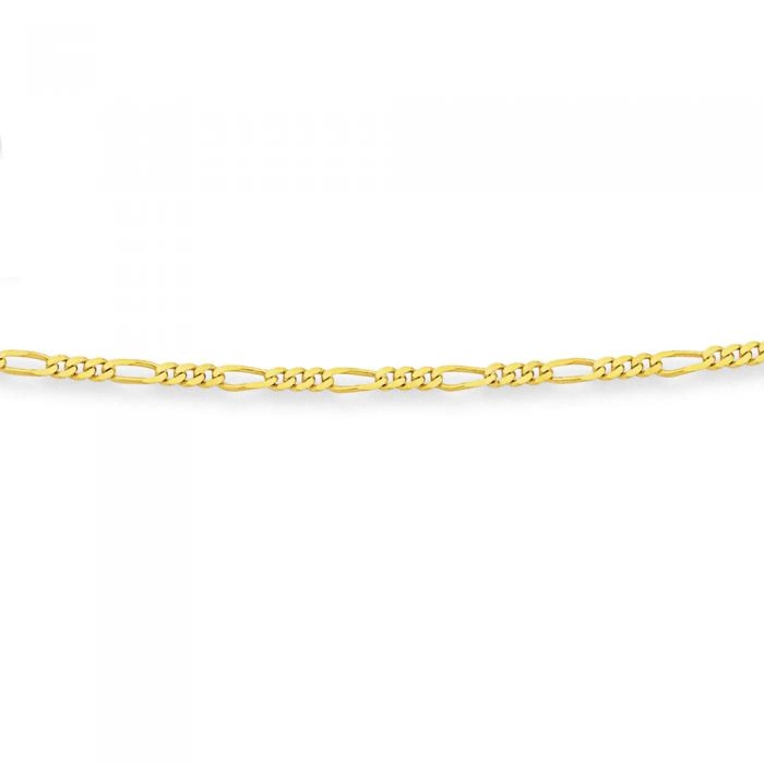 9ct Gold 55cm Solid Figaro 3+1 Chain