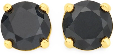 9ct Gold 5mm Black Sapphire Stud Earrings