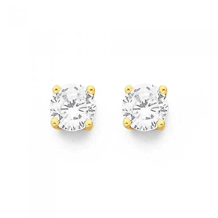 9ct Gold 5mm Cubic Zirconia Stud Earrings