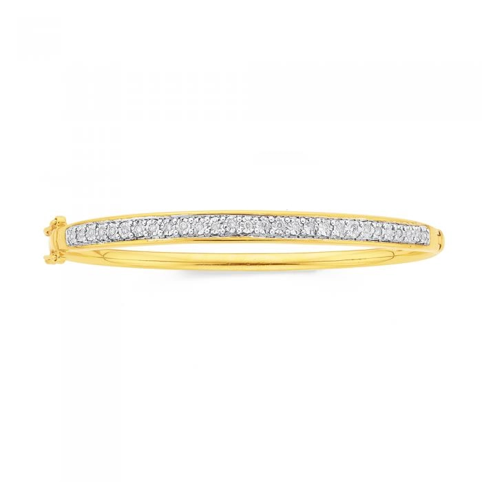 9ct Gold 60mm Diamond Bangle