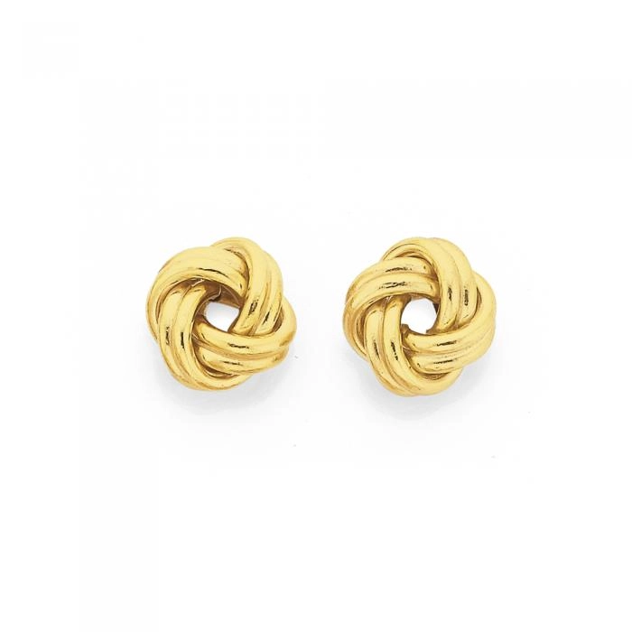 9ct Gold 9mm Knot Stud Earrings