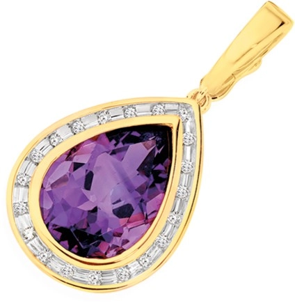 9ct Gold Amethyst & Diamonds Enhancer Pendant