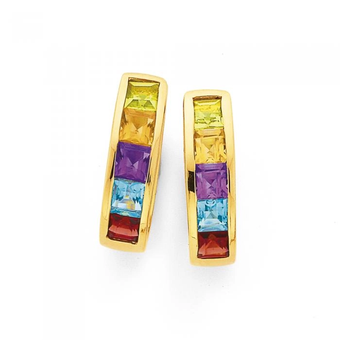 9ct Gold and Gemstone Huggie Earrings