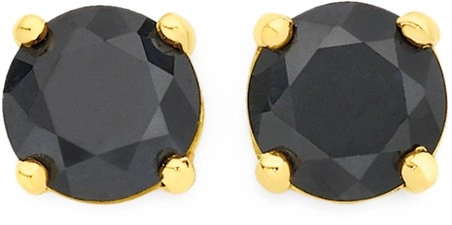 9ct Gold Black Sapphire 4mm Stud Earrings