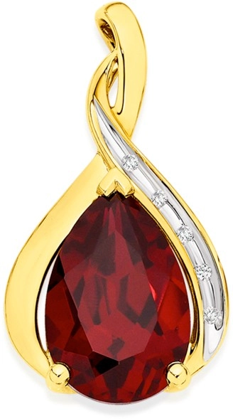 9ct Gold Created Ruby & Diamond Slider Pendant