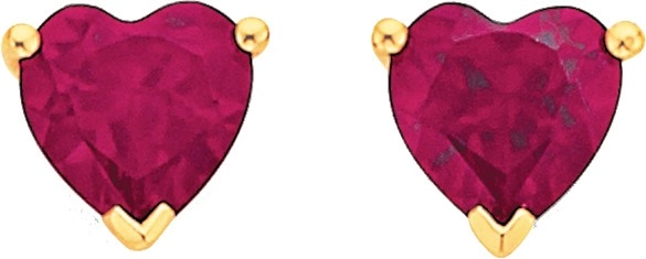 9ct Gold Created Ruby Heart Stud Earrings