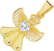 9ct Gold Cubic Zirconia Angel Pendant