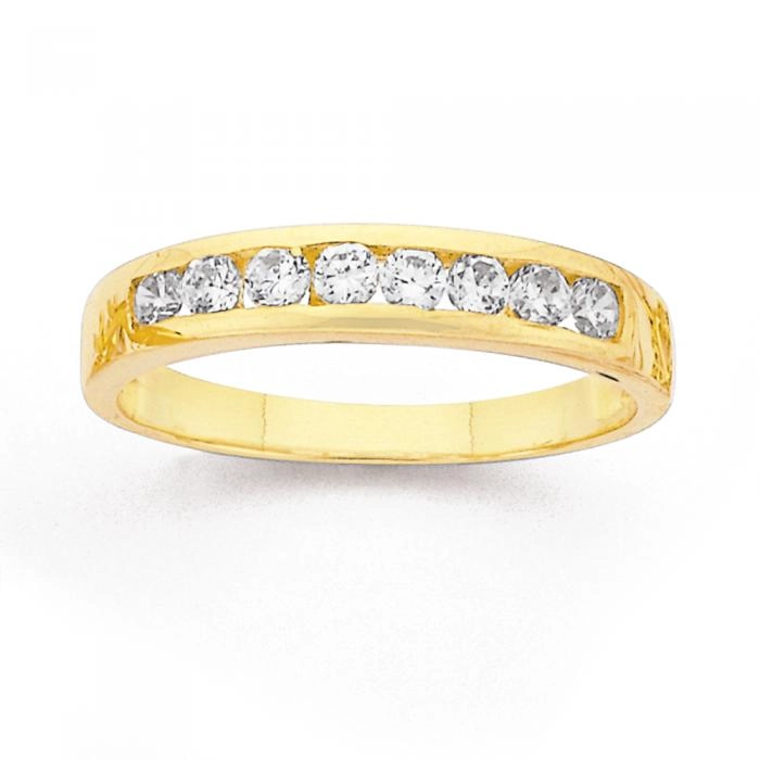 9ct Gold Cubic Zirconia Channel Set Eternity Ring