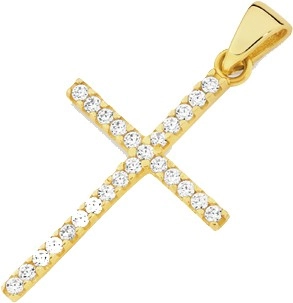 9ct Gold Cubic Zirconia Cross Pendant