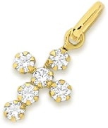 9ct Gold Cubic Zirconia Cross Pendant