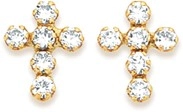 9ct Gold Cubic Zirconia Cross Stud Earrings