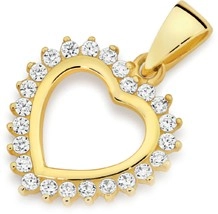 9ct Gold Cubic Zirconia Heart Pendant