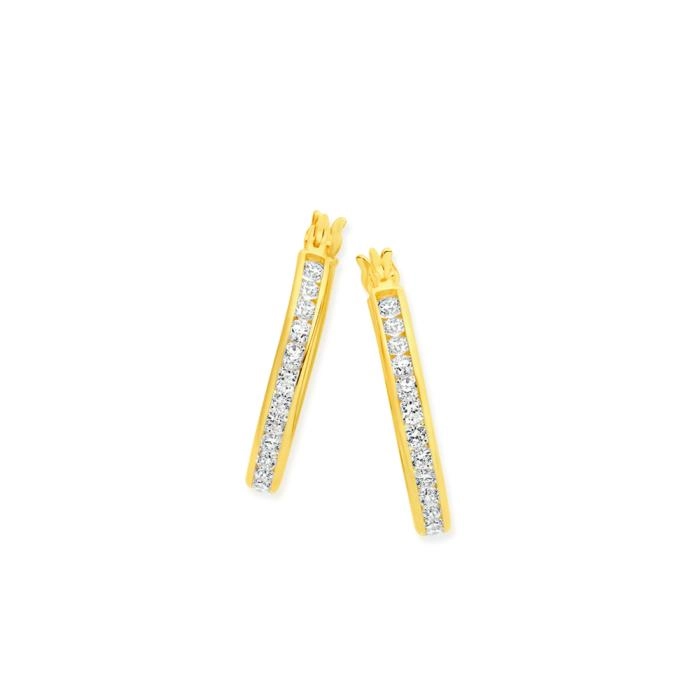 9ct Gold Cubic Zirconia Hoop Earrings