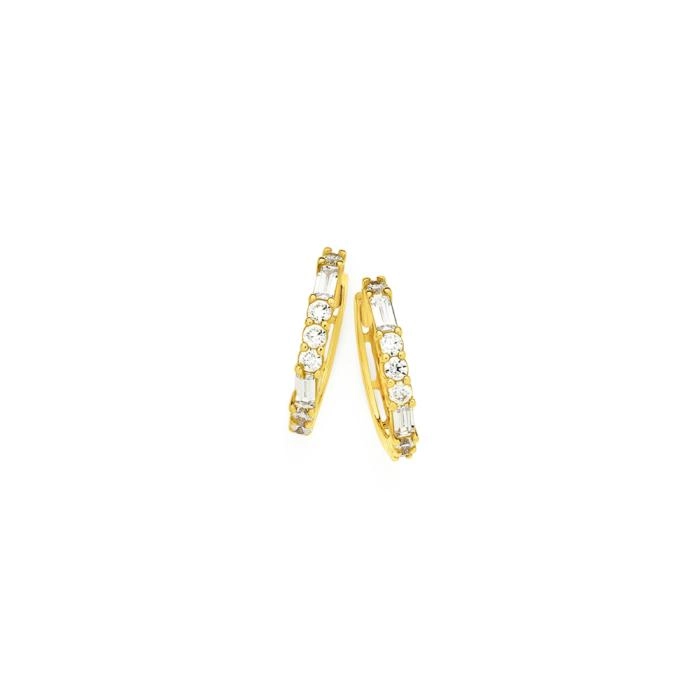 9ct Gold Cubic Zirconia Huggie Earrings