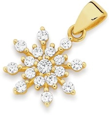 9ct Gold Cubic Zirconia Snowflake Pendant