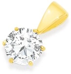 9ct Gold Cubic Zirconia Solitaire Pendant