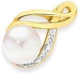 9ct Gold Cultured Fresh Water Pearl & Diamond Crossover Pendant