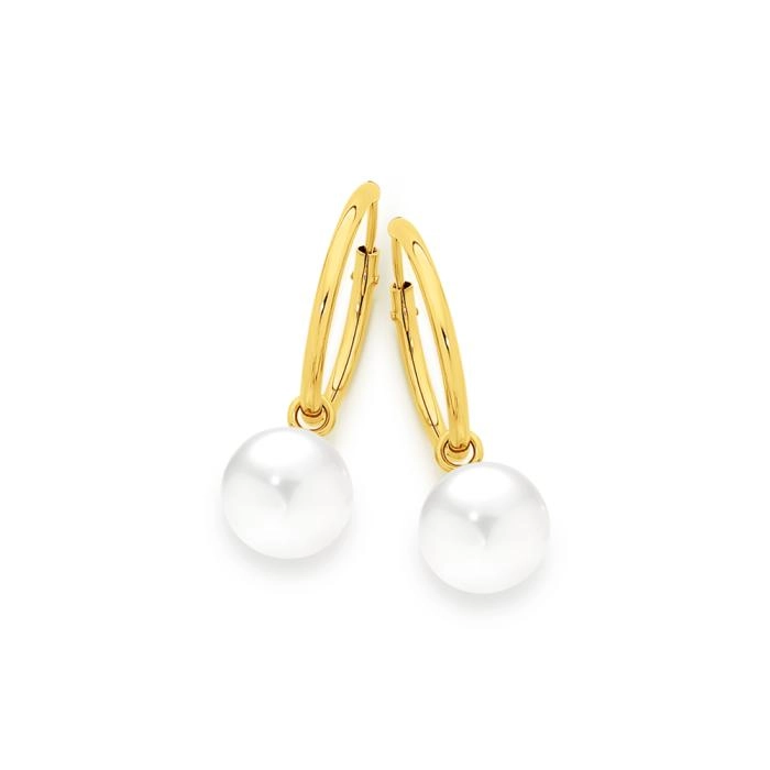 9ct Gold Cultured Freshwater Pearl 6mm Drop Earrings