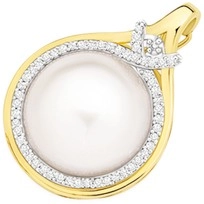 9ct Gold Cultured Mabe Pearl and Diamond Enhancer Pendant