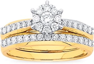 9ct Gold Diamond Bridal Set