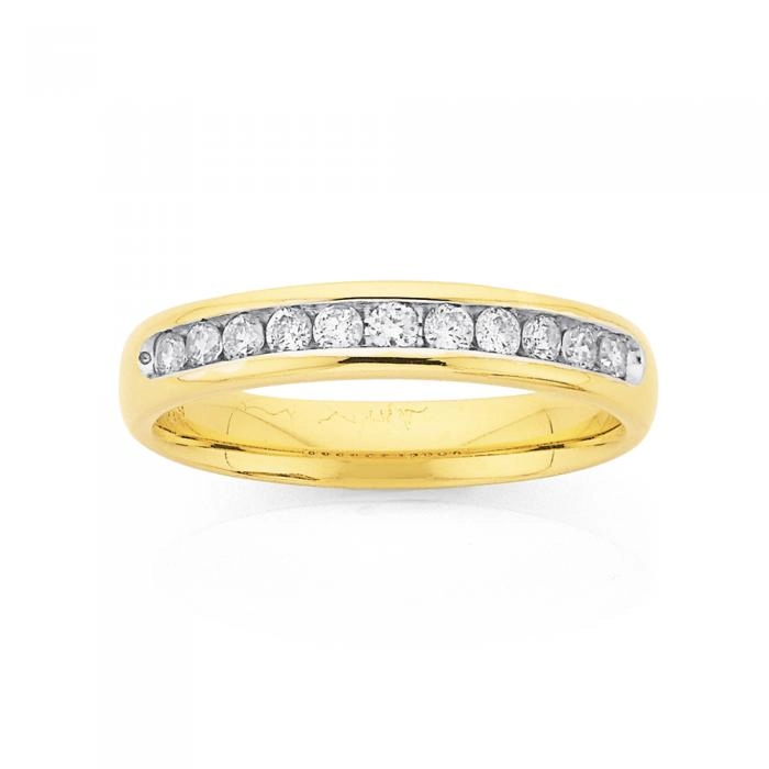 9ct Gold Diamond Channel Set Band