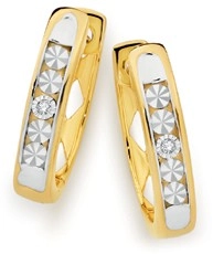 9ct Gold Diamond Channel Set Huggie Earrings