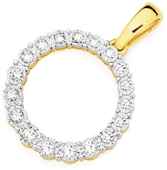 9ct Gold Diamond Circle Pendant