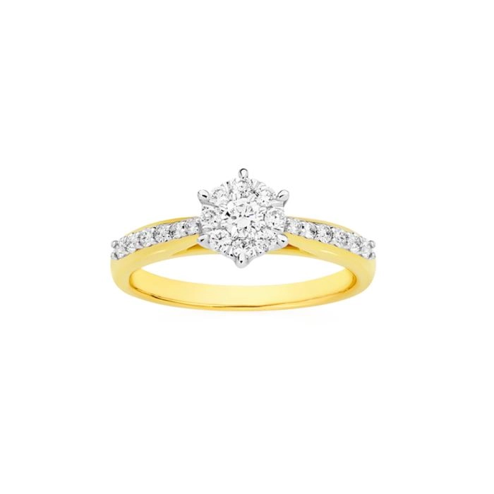 9ct Gold Diamond Cluster Ring