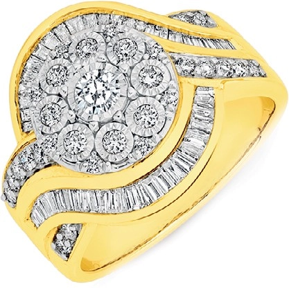 9ct Gold Diamond Cluster Wrap Dress Ring