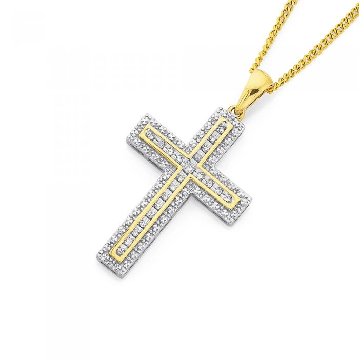 9ct Gold Diamond Cross Pendant