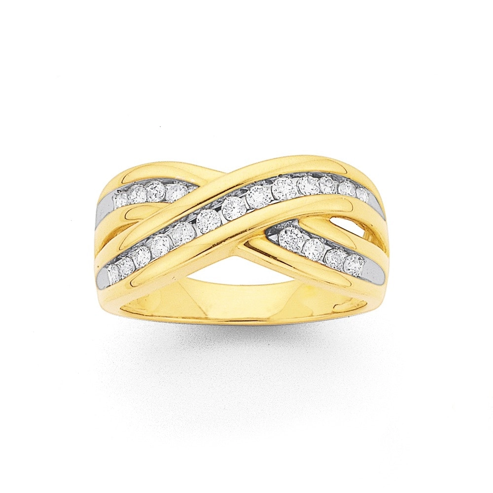 9ct Gold Diamond Crossover Band