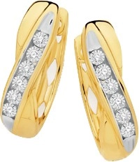 9ct Gold Diamond Crossover Huggie Earrings